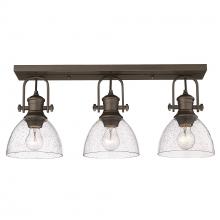  3118-3SF RBZ-SD - Hines 3-Light Semi-Flush in Rubbed Bronze with Seeded Glass